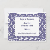 Paarse Art Nouveau Wavy Border Kaart (Achterkant)