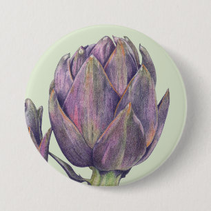 Paarse Artichoke Green Round Button