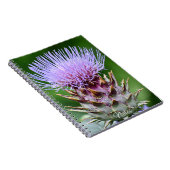 Paarse Artichoke Thistle Head Floral Notitieboek (Rechterzijde)