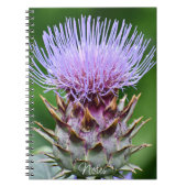 Paarse Artichoke Thistle Head Floral Notitieboek (Voorkant)