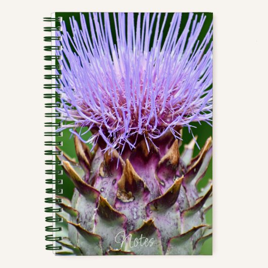 Paarse Artichoke Thistle Head Floral Notitieboek (Voorkant)