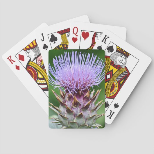 Paarse Artichoke Thistle Head Floral Pokerkaarten (Achterkant)