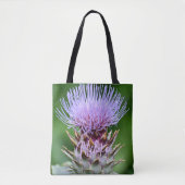 Paarse Artichoke Thistle Head Floral Tote Bag (Voorkant)