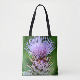 Paarse Artichoke Thistle Head Floral Tote Bag
