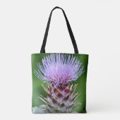 Paarse Artichoke Thistle Head Floral Tote Bag (Achterkant)