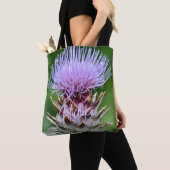 Paarse Artichoke Thistle Head Floral Tote Bag (Dichtbij)