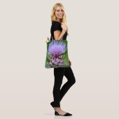 Paarse Artichoke Thistle Head Floral Tote Bag (Op model)