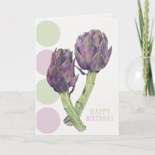 Paarse artichokes Birthday-kaart Kaart