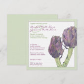 Paarse artichokes groene bruiloft uitnodiging (Voorkant / Achterkant)