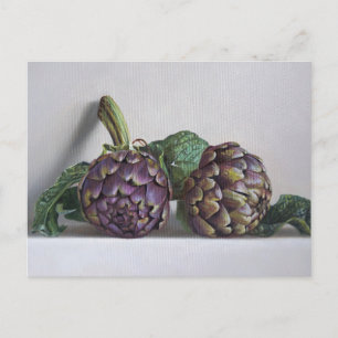 Paarse Artichokes Hyperrealisme Schilderij Briefkaart