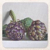Paarse Artichokes Hyperrealisme Schilderij Kartonnen Onderzetters (Voorkant)