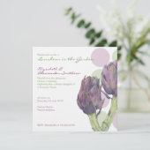 Paarse artichokes stippen Luncheon Uitnodiging (Staand voorkant)