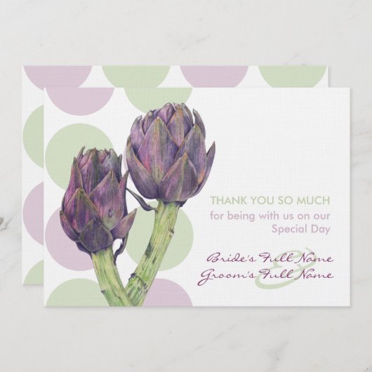 Paarse Artichokes Weddenschap Bedankt (Voorkant / Achterkant)