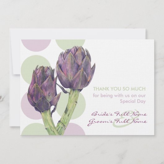 Paarse Artichokes Weddenschap Bedankt (Voorkant)