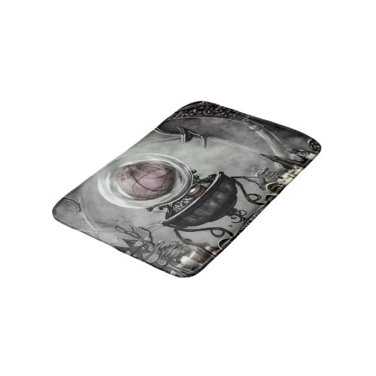 Paarse artikelen met kraanband en witscooters Badmat (Gekanteld)