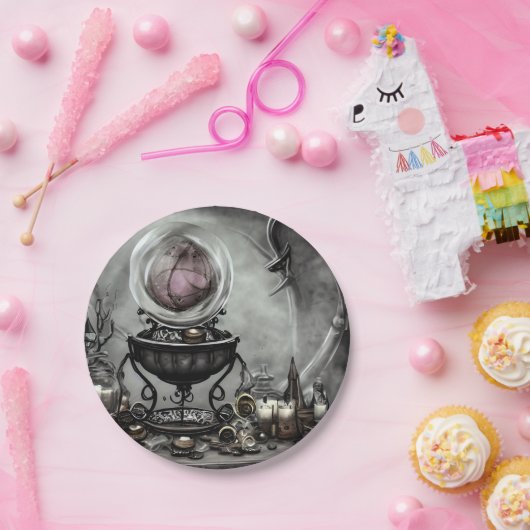  Paarse artikelen met kraanband en witscooters Papieren Bordje (Feest)