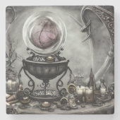 Paarse artikelen met kraanband en witscooters Stenen Onderzetter (Voorkant)