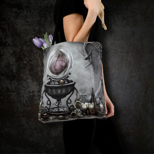 Paarse artikelen met kraanband en witscooters Tote Bag