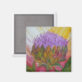 Paarse artisjokbloesem magneet (Voorkant / Achterkant)