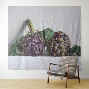 Paarse Artisjokken Hyperrealisme Schilderij Wandkleed