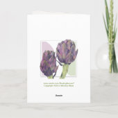 Paarse artisjokken verjaardag Kaart (Achterkant)