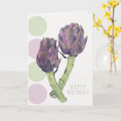 Paarse artisjokken verjaardag Kaart (Gele Bloem)