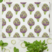 Paarse artisjokpatroon theedoek (Gevouwen)