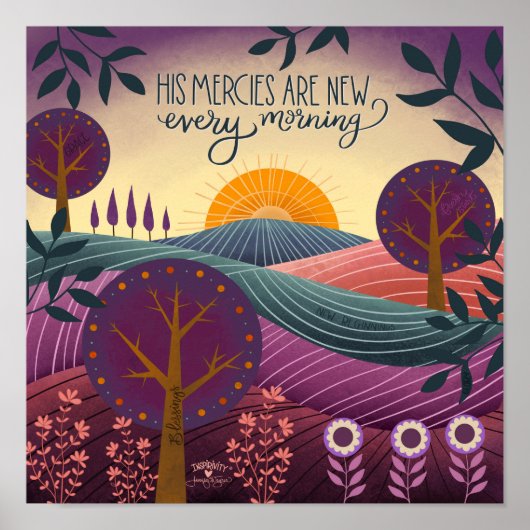  Paarse Artistic Inspiring Mercies Quote Poster (Voorkant)