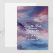Paarse artistieke Evening Sky Save the Date Kaart (Voorkant / Achterkant)