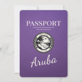 Paarse Aruba Paspoort bruiloft uitnodiging (Achterkant)