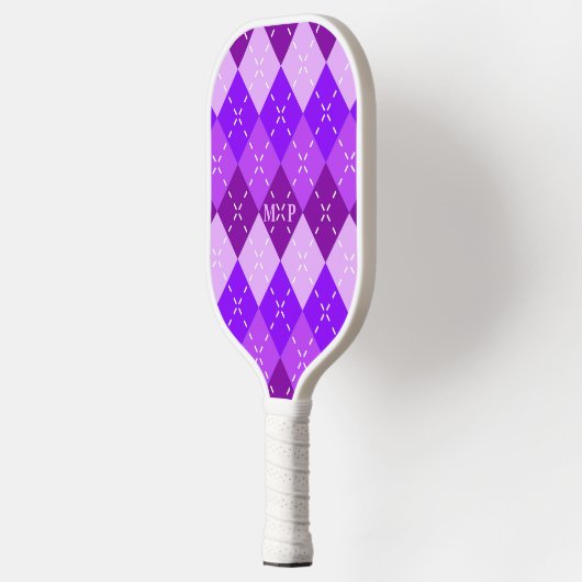 Paarse Arygle met witte stiksels Pickleball Paddle (Links)