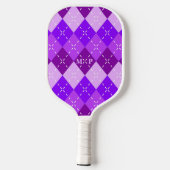 Paarse Arygle met witte stiksels Pickleball Paddle (Achterkant)