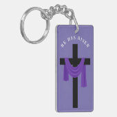 Paarse as op Cross Sleutelhanger (Voorkant Links)