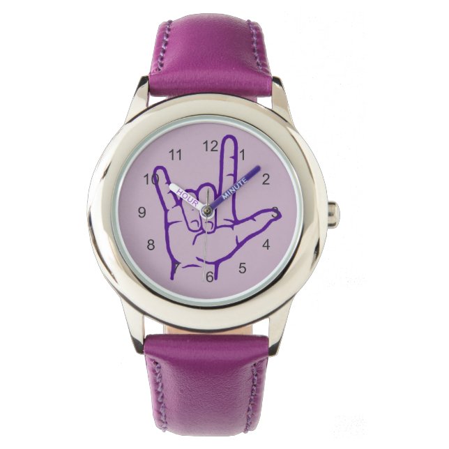 Paarse ASL Ik hou van je kijken Horloge (Voorkant)