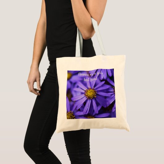 Paarse Aster bloeit mooi sentiment Tote Bag (Voorkant (product))