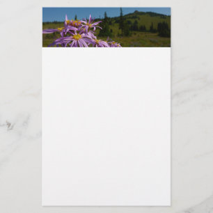 Paarse Aster Bloemen bij Mount Rainier Briefpapier