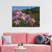 Paarse Aster Bloemen bij Mount Rainier Canvas Afdruk (Insitu (Woonkamer))