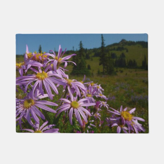 Paarse Aster Bloemen bij Mount Rainier Deurmat (Voorkant)