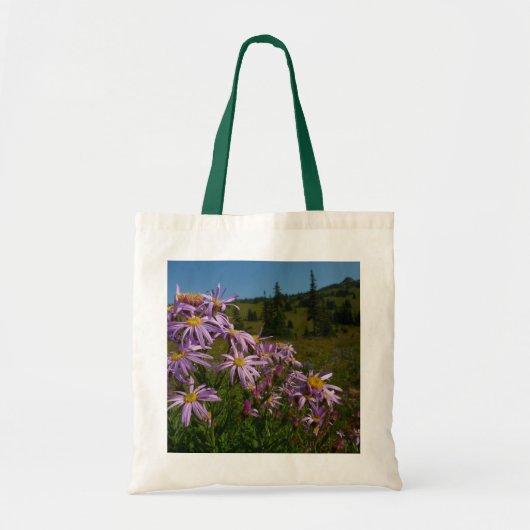 Paarse Aster Bloemen bij Mount Rainier Tote Bag (Voorkant)