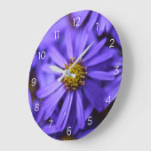Paarse Aster Bloemen Nummers Wandklok (Hoek)
