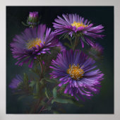 Paarse Aster Flower Art Print Poster (Voorkant)
