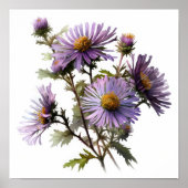 Paarse Aster Flower Art Print Poster (Voorkant)