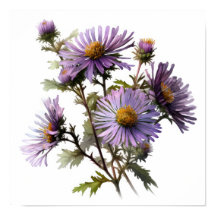 Paarse Aster Flower Art Print Poster