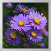 Paarse Aster Flower Art Print Poster (Voorkant)