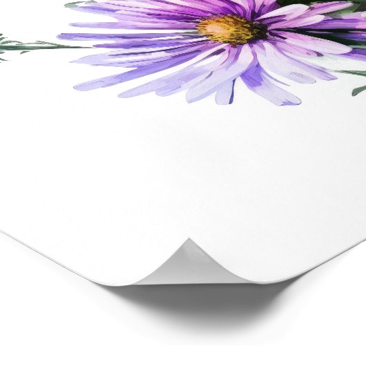 Paarse Aster Flower Art Print Poster (Hoek)