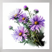 Paarse Aster Flower Art Print Poster (Voorkant)