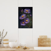 Paarse Aster Flower Art Print Poster (Keuken)
