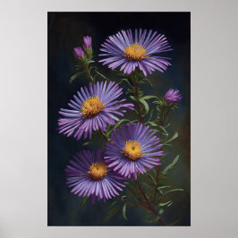 Paarse Aster Flower Art Print Poster