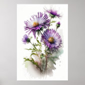 Paarse Aster Flower Art Print Poster (Voorkant)