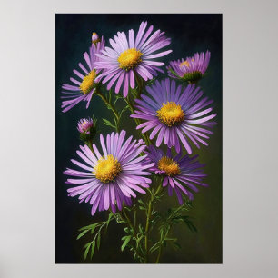 Paarse Aster Flower Art Print Poster
